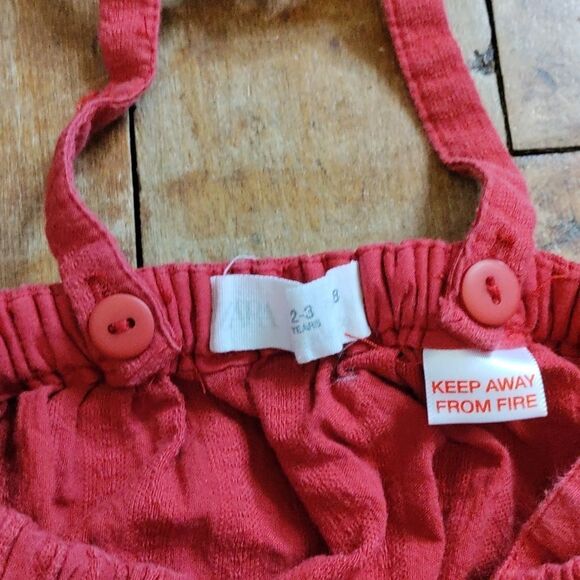 Zara skirt size 2 to 3 years red overalls skirt cotton adjustable spring boho - Picture 7 of 8